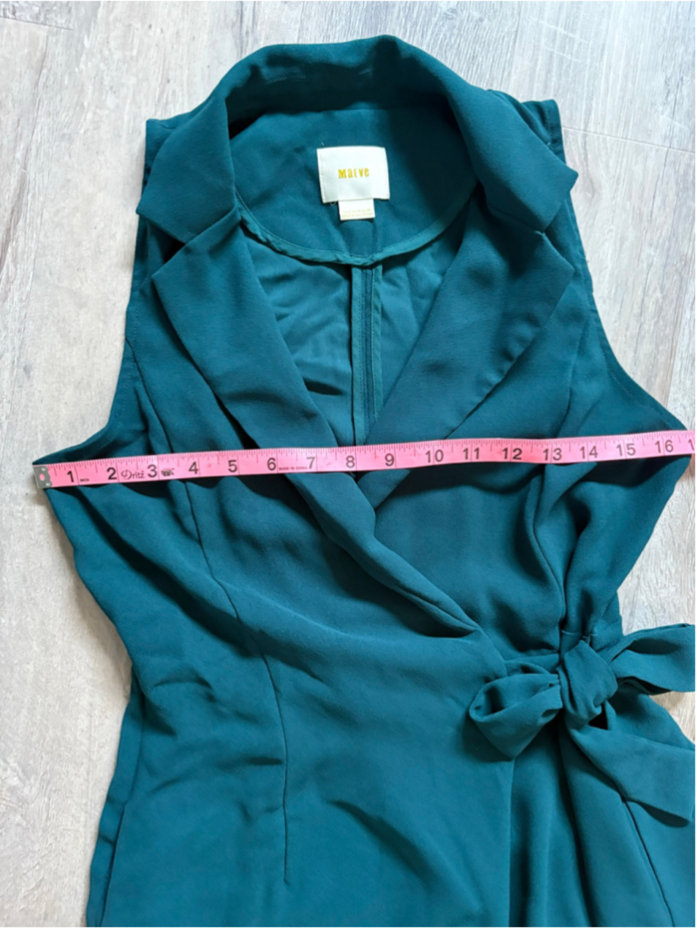 Anthropologie Maeve Seymour Tie-Waist Jumpsuit Deep Teal Size 6 - Picture 9 of 12